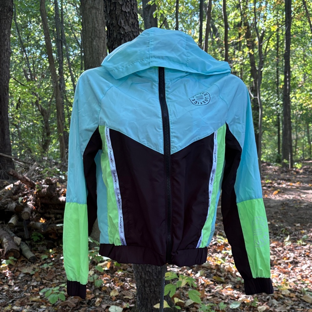 Justice Blue and Green Kids Raincoat